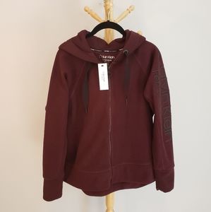 Calvin Klein Fleeze Zip Hoodie; Burgundy; XS